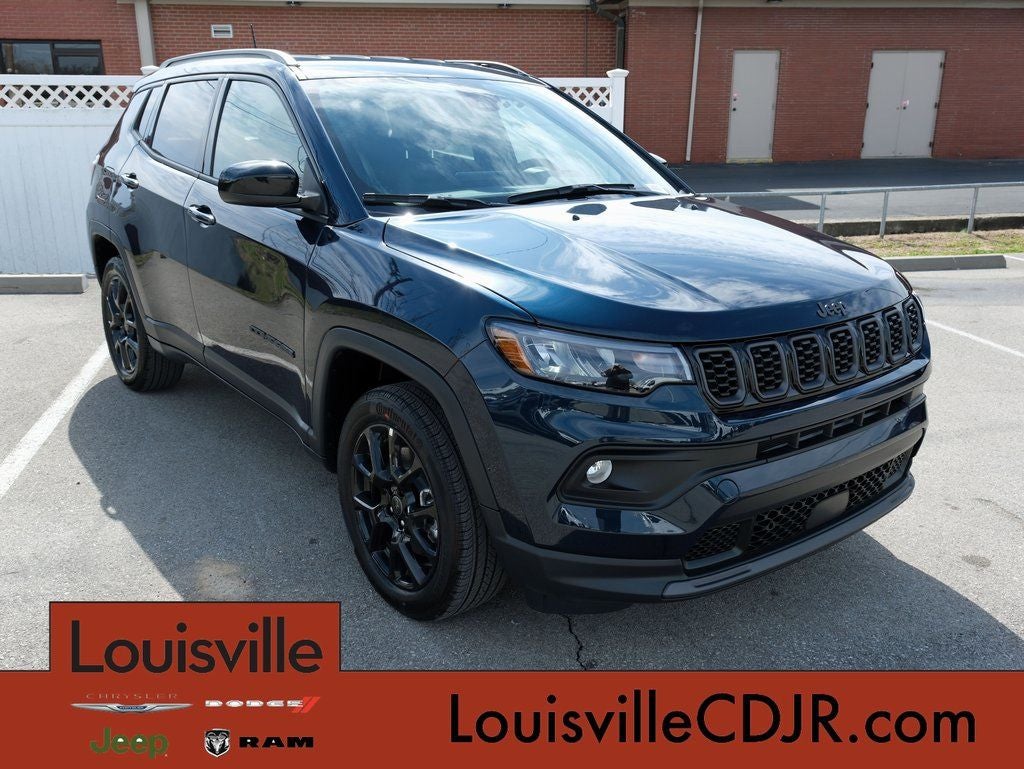 2026 Jeep Compass Latitude Altitude in Fathom Blue Pearl-Coat Exterior Paint — front three-quarter view